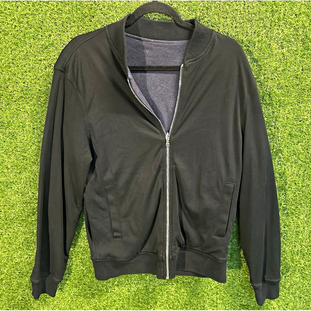 Banana Republic Black Full Zip Track Jacket No Pockets Womens M **Small HOLE**
